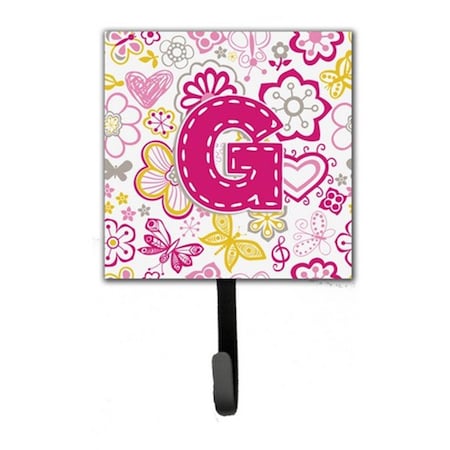 Jensendistributionservices Letter G Flowers And Butterflies Pink Leash & Key Holder MI1719445